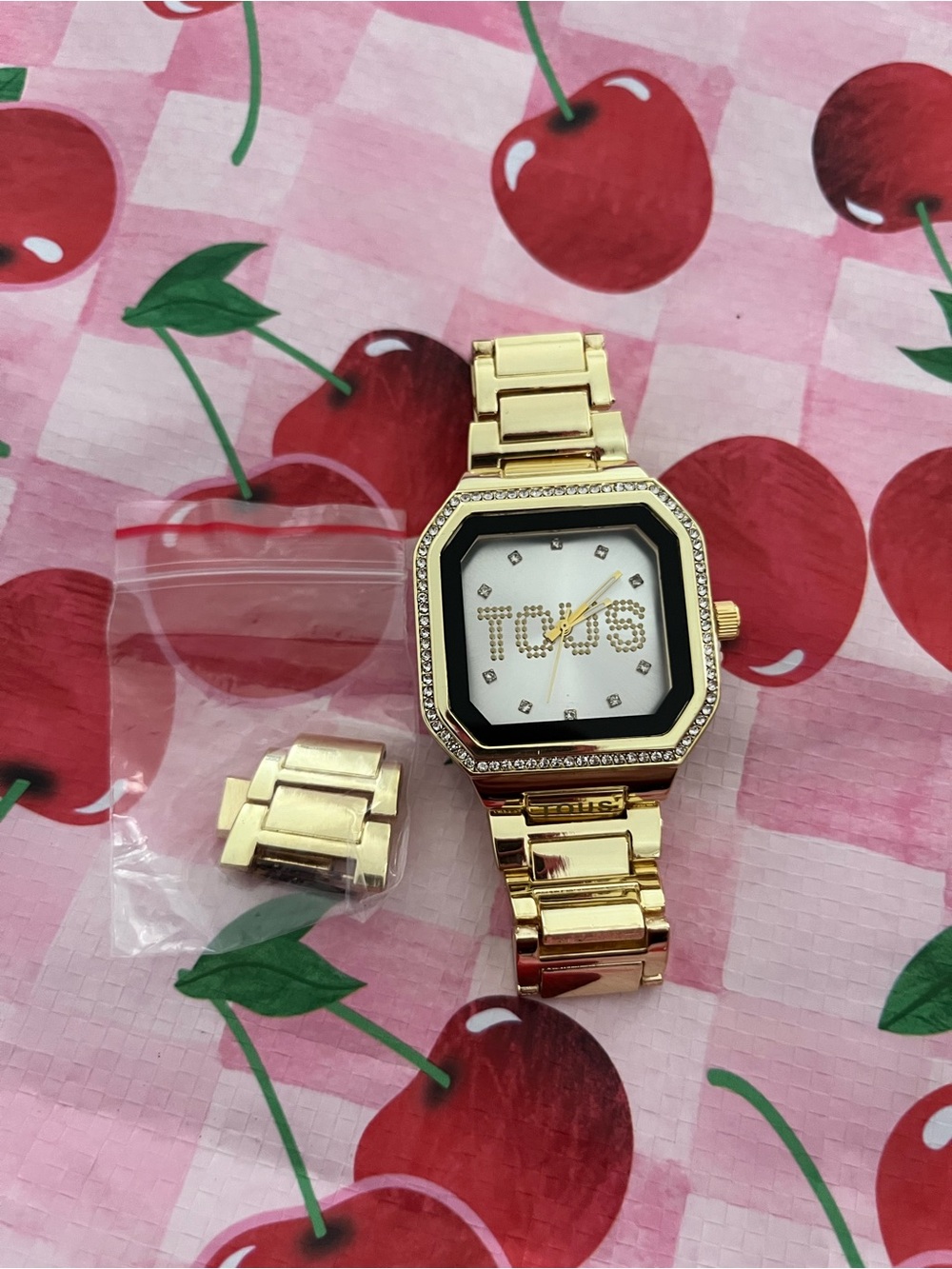 Tous Gold-Tone Link Bracelet Watch with White Dial Back